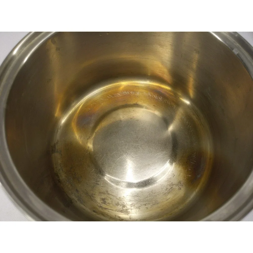 VTG Ecko Stainless Steel Double Boiler w Lid Black Handles‎ Swirl Design 2qt
